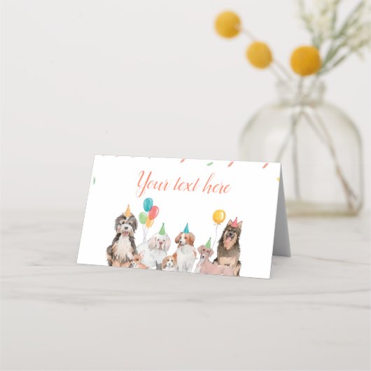 Puppy Dog Boy Verjaardag Voedsel Plaats Kaart Walv Plaatskaartje (Voorkant)