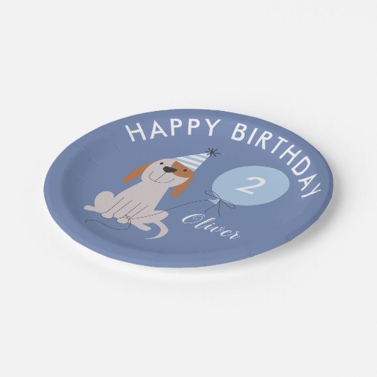 Puppy Dog Boys Birthday Party Papieren Bordje (Gekanteld)