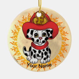 Puppy Dog Brandweerman Keramisch Ornament