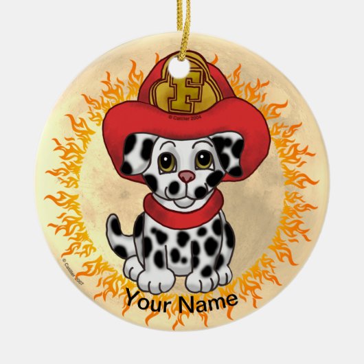 Puppy Dog Brandweerman Keramisch Ornament (Voorkant)