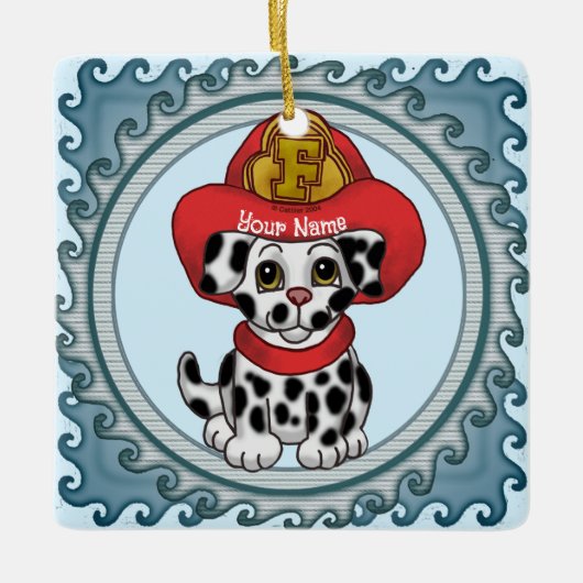 Puppy Dog Brandweerman ornament (Voorkant)