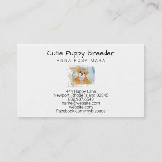 *~* Puppy Dog Breeder Day Care Walker Visitekaartje (Achterkant)