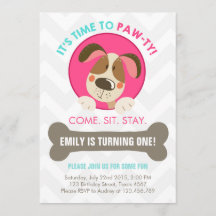 Puppy dog call roze turquoise chevron