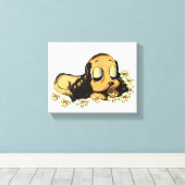 Puppy Dog Cartoon Animal Art Canvas Afdruk (Insitu (Houten vloer))