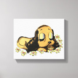Puppy Dog Cartoon Animal Art Canvas Afdruk