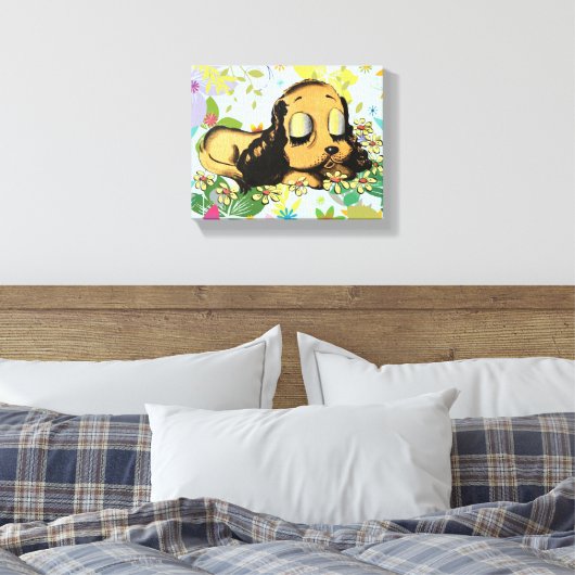 Puppy Dog Cartoon Animal Art Canvas Afdruk (Insitu (Slaapkamer))