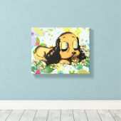 Puppy Dog Cartoon Animal Art Canvas Afdruk (Insitu (Houten vloer))