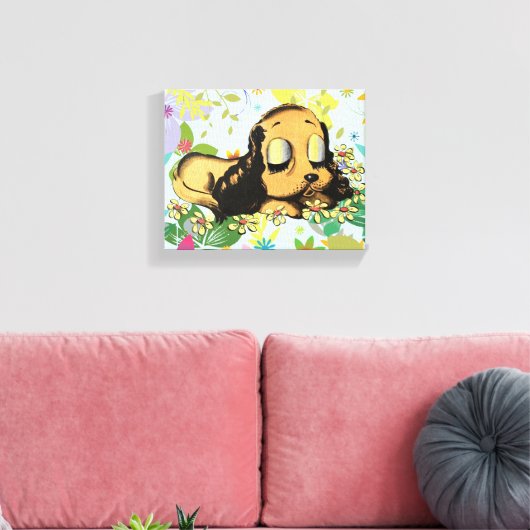 Puppy Dog Cartoon Animal Art Canvas Afdruk (Insitu (Woonkamer))