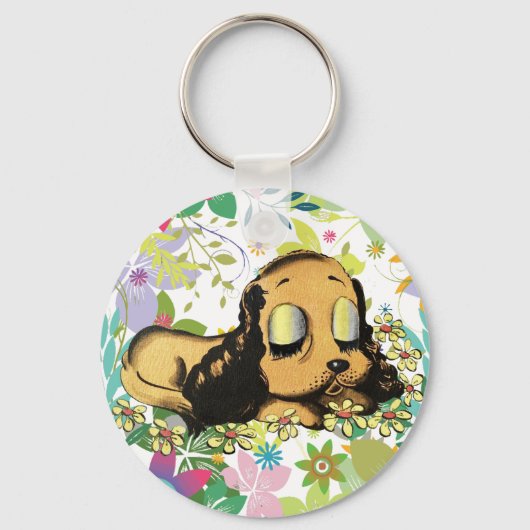 Puppy Dog Cartoon Animal Art Sleutelhanger (Voorkant)