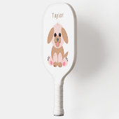 Puppy Dog Cartoon Cute Pastel Neutraal Aangepast Pickleball Paddle (Links)