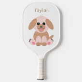 Puppy Dog Cartoon Cute Pastel Neutraal Aangepast Pickleball Paddle (Achterkant)
