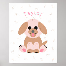 Puppy Dog Cartoon Pastel Aangepast Neutraal Poster