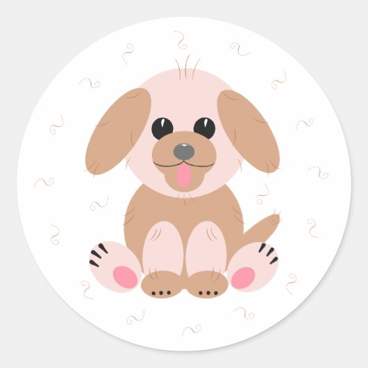 Puppy Dog Cartoon Pastel op maat Ronde Sticker (Voorkant)
