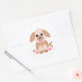 Puppy Dog Cartoon Pastel op maat Ronde Sticker (Envelop)