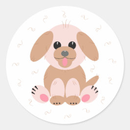 Puppy Dog Cartoon Pastel op maat Ronde Sticker
