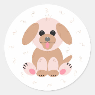 Puppy Dog Cartoon Pastel op maat Ronde Sticker