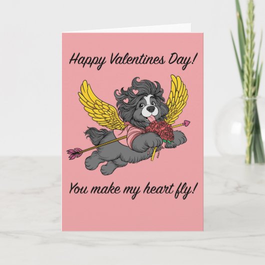 Puppy Dog Cupid Valentine’s Day Card -blank inside Feestdagen Kaart (Voorkant)