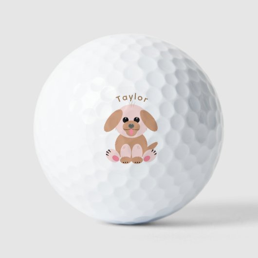 Puppy Dog Cute Cartoon Pastel Neutraal Aangepast Golfballen (Voorkant)