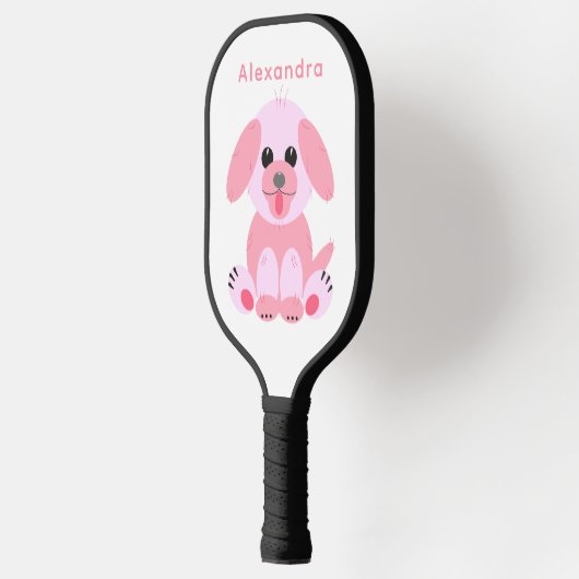 Puppy Dog Cute Cartoon persoonlijke Blush Pink Pickleball Paddle (Links)