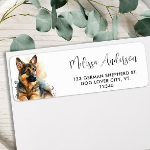Puppy Dog Cute German Shepherd Return Address Etiket