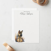 Puppy Dog Cute Personalized German Shepherd Notitiekaartje (Voorkant / Achterkant in situ)