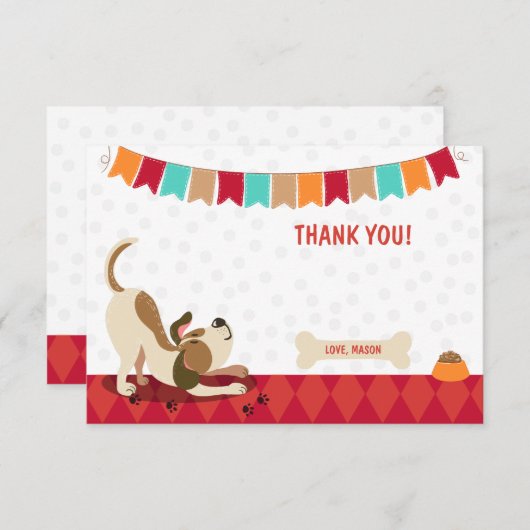 Puppy Dog Dank u Kaart Paw-Ty Paw Stropdas Jongen (Voorkant / Achterkant)