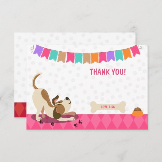 Puppy Dog Dank u Kaart Paw-Ty Paw Stropdas Meisje (Voorkant / Achterkant)