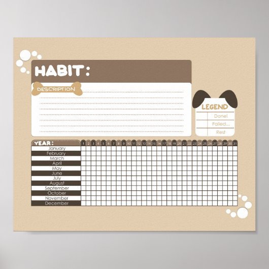 Puppy Dog Design Habit Tracker Poster (Voorkant)