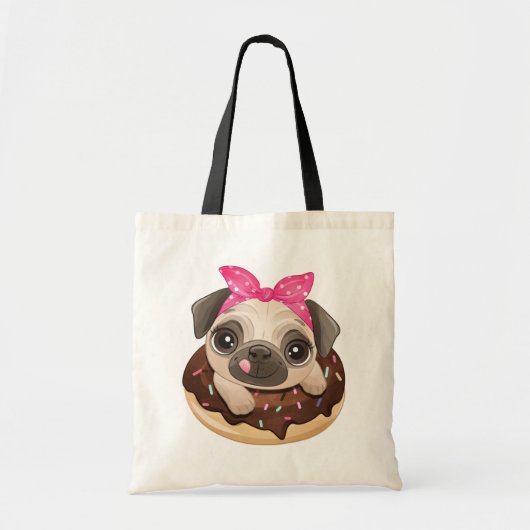 Puppy Dog Donut Lover Cute Pug Tote Bag (Voorkant)