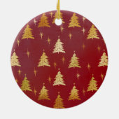 Puppy Dog Eerste Kerstmis Custom Pet Foto - Rood Keramisch Ornament (Achterkant)