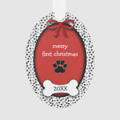 Puppy Dog Eerste Kerstmis of Herdenking Ornament (voorkant)