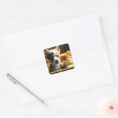 Puppy Dog en Sinaasappel Kitten Ai Art Vierkante Sticker (Envelop)