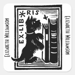  Puppy Dog Ex Libris Boekplaat Monogram Vierkante Sticker