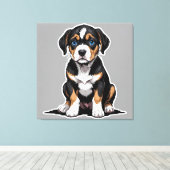 Puppy Dog Eyes Canvas Afdruk (Insitu (Houten vloer))