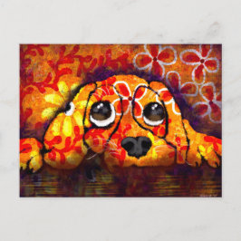 Puppy Dog Eyes Whimsical Abstracte Bloemen Sinaasa Briefkaart