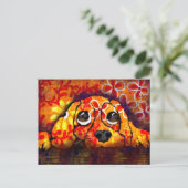 Puppy Dog Eyes Whimsical Abstracte Bloemen Sinaasa Briefkaart (Staand voorkant)