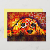 Puppy Dog Eyes Whimsical Abstracte Bloemen Sinaasa Briefkaart (Voorkant / Achterkant)
