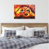 Puppy Dog Eyes Whimsical Abstracte Bloemen Sinaasa Canvas Afdruk (Insitu (Slaapkamer))