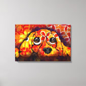 Puppy Dog Eyes Whimsical Abstracte Bloemen Sinaasa Canvas Afdruk (Voorkant)