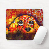 Puppy Dog Eyes Whimsical Abstracte Bloemen Sinaasa Muismat (Met muis)
