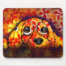 Puppy Dog Eyes Whimsical Abstracte Bloemen Sinaasa Muismat