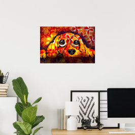 Puppy Dog Eyes Whimsical Abstracte Bloemen Sinaasa Poster