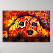 Puppy Dog Eyes Whimsical Abstracte Bloemen Sinaasa Poster (Voorkant)
