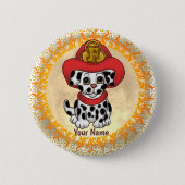 Puppy Dog Firefighter aangepaste naam pin Ronde Button 5,7 Cm (Voorkant)