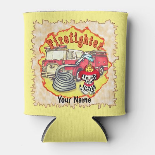 Puppy Dog Firetruck Brandweerman aangepaste Koelbo Blikjeskoeler (Voorkant)