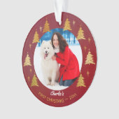 Puppy Dog First Kerstmis Foto Red Tree Ornament (voorkant)