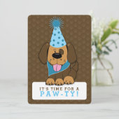 Puppy Dog Foto Paw-ty Double-Sided Birthday Kaart (Staand voorkant)