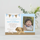 Puppy Dog Foto van Birthday Uitnodigingen voor jon (Staand voorkant)