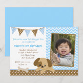 Puppy Dog Foto van Birthday Uitnodigingen voor jon (Voorkant / Achterkant)