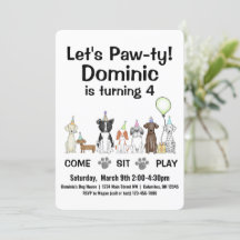 Puppy Dog Gender Neutral of Boy Birthday Pawty Inv